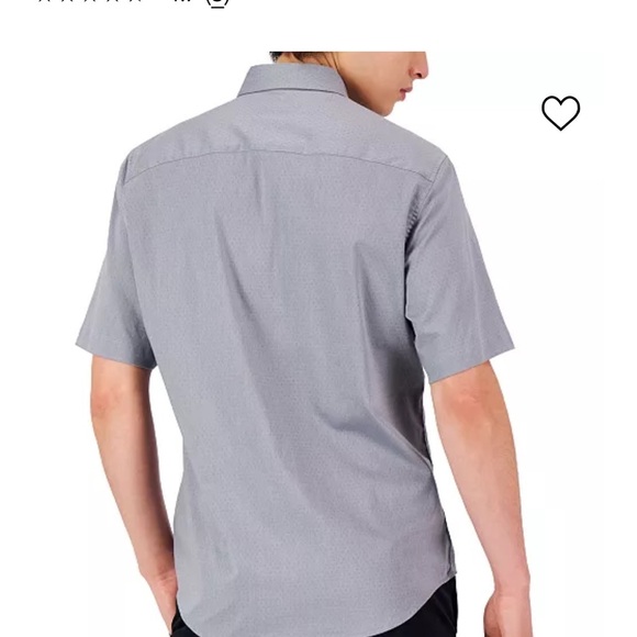 NWT Alfani Men's Short-Sleeve‎ Modern Stretch Dobby Shirt Small - Picture 3 of 6